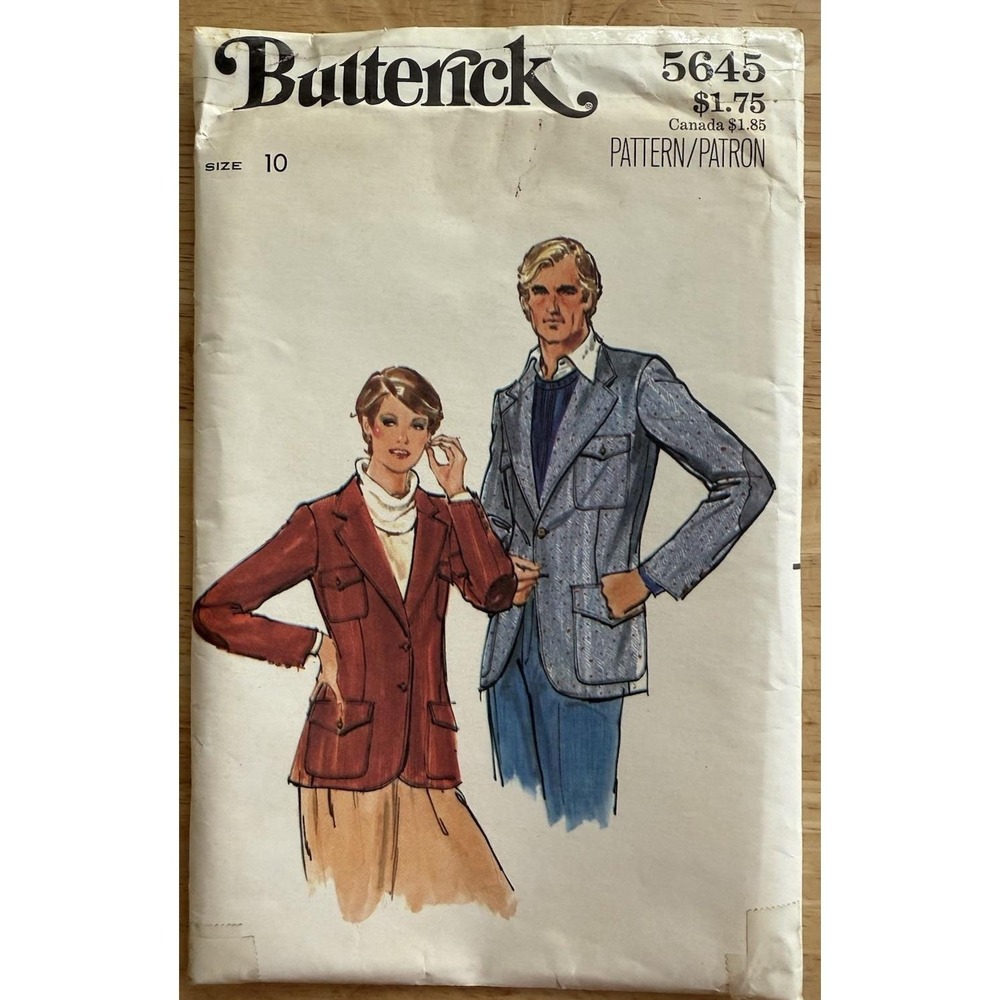 VTG Butterick Pattern 5645 Misses' Fitted Lined Jacket Size 10 Uncut